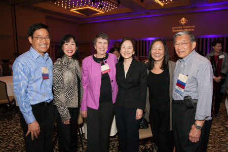 Tom Ikeda, Karen Korematsu, Judge Mary Schroeder, Kathryn Bannai, Lori Bannai, and Secretary Norm Mineta.