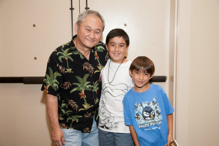 Cartoonist Stan Sakai with super fans Daniel and Ben Klosterman.