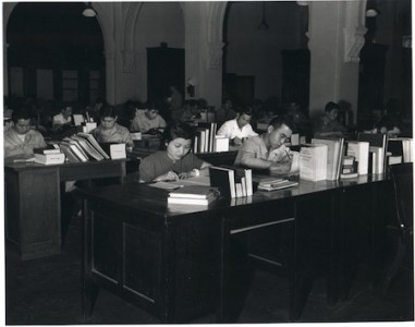 Nisei civilians and soldiers work in the translation and scanning sections, responsible for the translation of all Japanese documents which was vital to the success of the occupation.