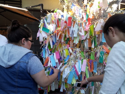 The unofficial Tanabata tree in the Japanese Village Plaza, Little Tokyo. Photo: Carol Cheh.