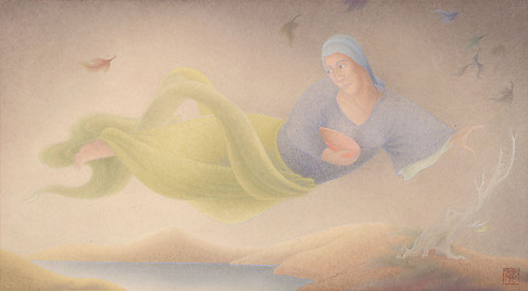 Hideo Date Where South and North Winds Meet, ca. 1940, watercolor and gouache on paper. Japanese American National Museum, gift of Hideo Date.