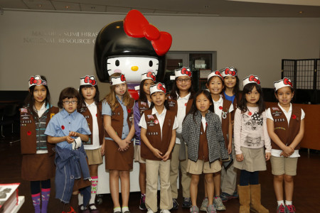 Girl Scouts visit JANM for a special Hello Kitty workshop, February 7, 2015. Photo: Russell Kitagawa.