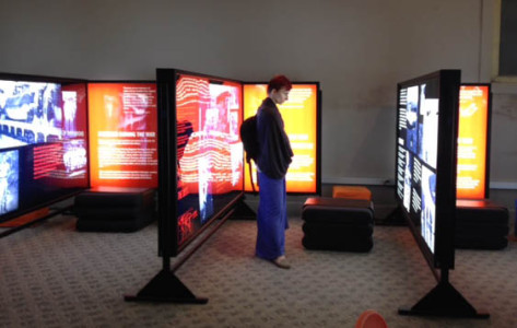 Although JANM’s Fighting for Democracy exhibition is temporarily closed to the public while we make improvements to the space, we were able to bring the POLIN visitors in for a quick look. Pictured here is Monika Sadkowska.