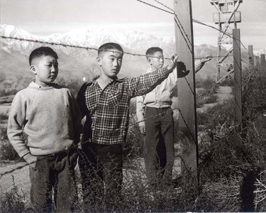 A well-known photograph taken by Toyo Miyatake at Manzanar concentration camp. Courtesy of Alan Miyatake, Toyo Miyatake Studio.
