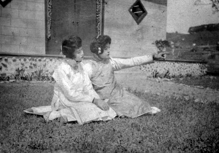 Marion Wong and Violet Wong acting in a lost scene from The Curse of Quon Gwon. The Marion Wong Collection. Courtesy of Arthur Dong.