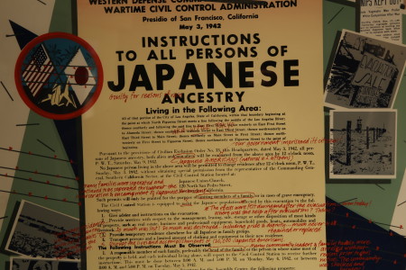 Detail of Qris Yamashita's Redress/Reparations Now!/Little Tokyo. Photo by Gary Ono.