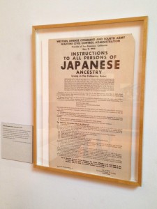 Civilian Exclusion Order on display in the JANM galleries.