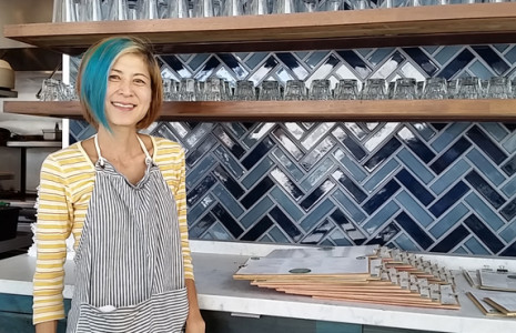 Chef Andrea Uyeda at her restaurant, ediBOL. Photo by Carol Cheh.