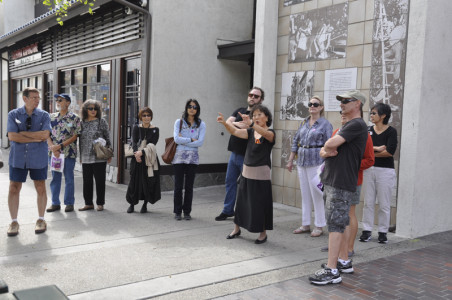 Roxana Lewis gives the group the inside scoop on Little Tokyo.