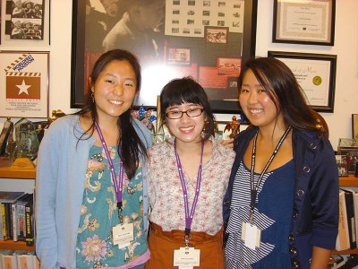 Alyctra Matsushita, right, with Discover Nikkei interns Maya Kochiyama and Krista Chavez. Photo courtesy of discovernikkei.org.