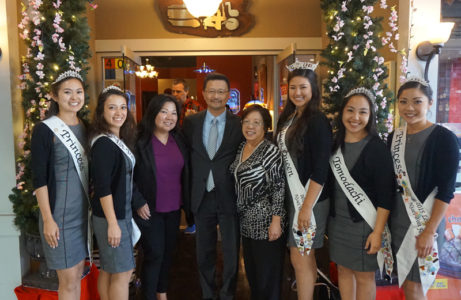 The 2015 Nisei Week Court at lunch with representatives of Union Bank.